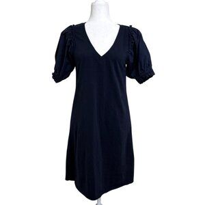 Sundays Womens Dress V-Neck Mila Puff Short Sleeve Navy Blue Size S